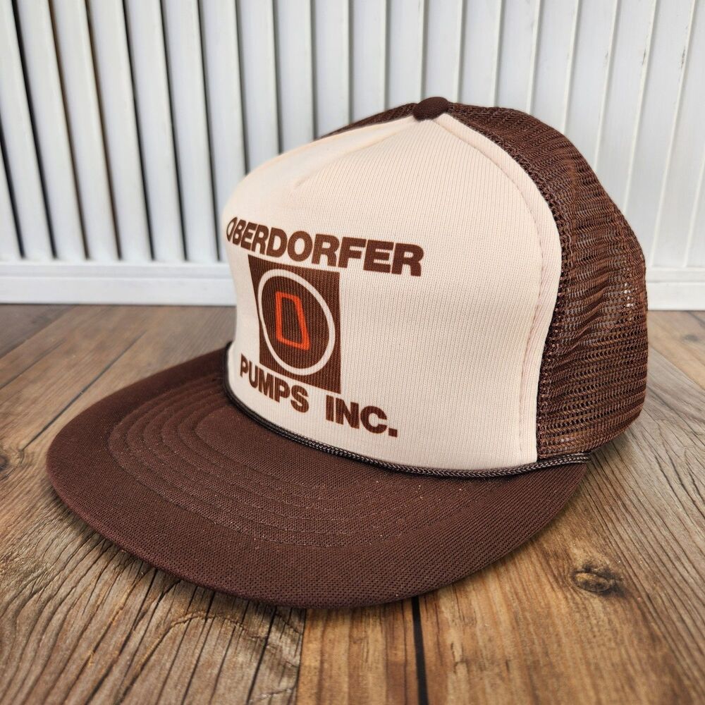 VTG Oberdorfer Pumps Trucker Hat Brown Mesh Snapback Rope Polyester Capital Cap